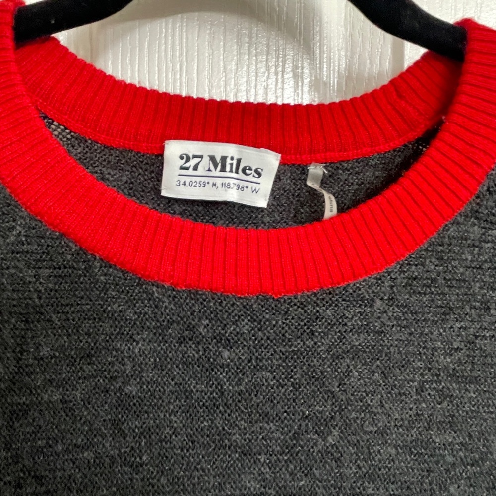 27 Miles Black and Red Crewneck Sweater - Picture 3 of 5